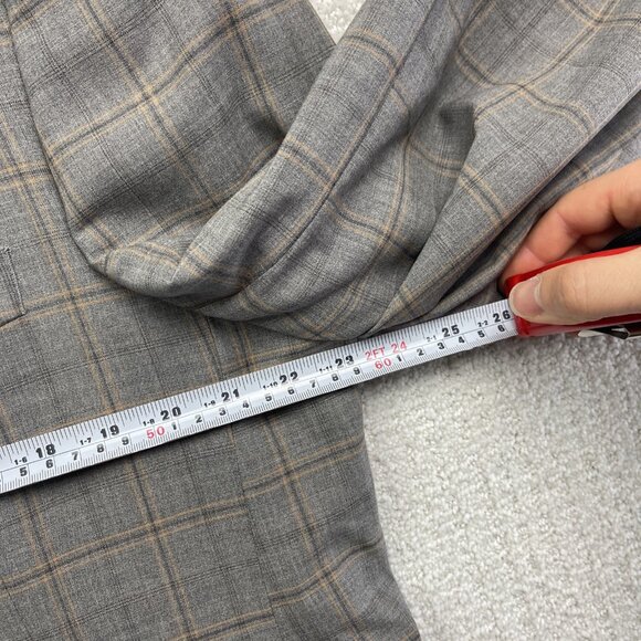 Peter Millar Blazer Men's 46T Sports Coat Jacket 100% Wool Plaid Grey / Orange - Picture 6 of 16